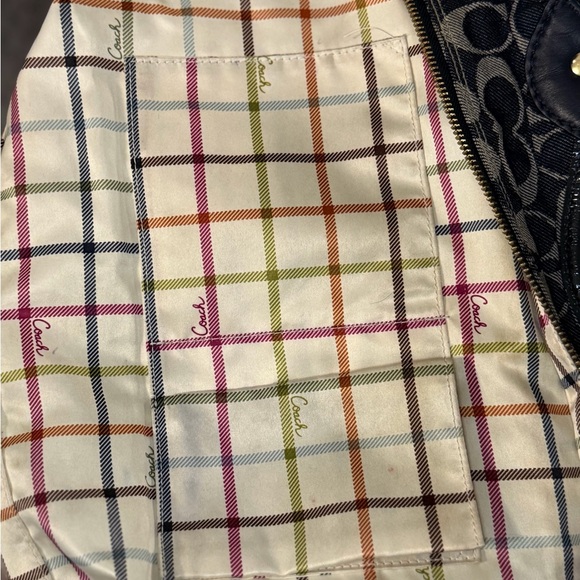 Coach Bleecker Signature Canvas Jacquard Tote Bag Navy Leather Trim Vintage Y2K - Picture 7 of 15